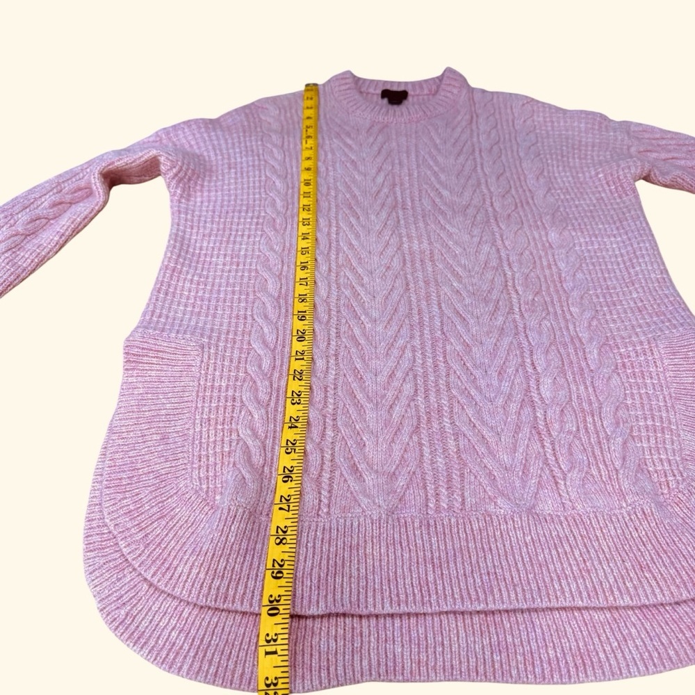 J Crew Cable Knit Tunic Sweater  Cashmere Mohair Womens Size S Pink Oversized - Picture 12 of 14